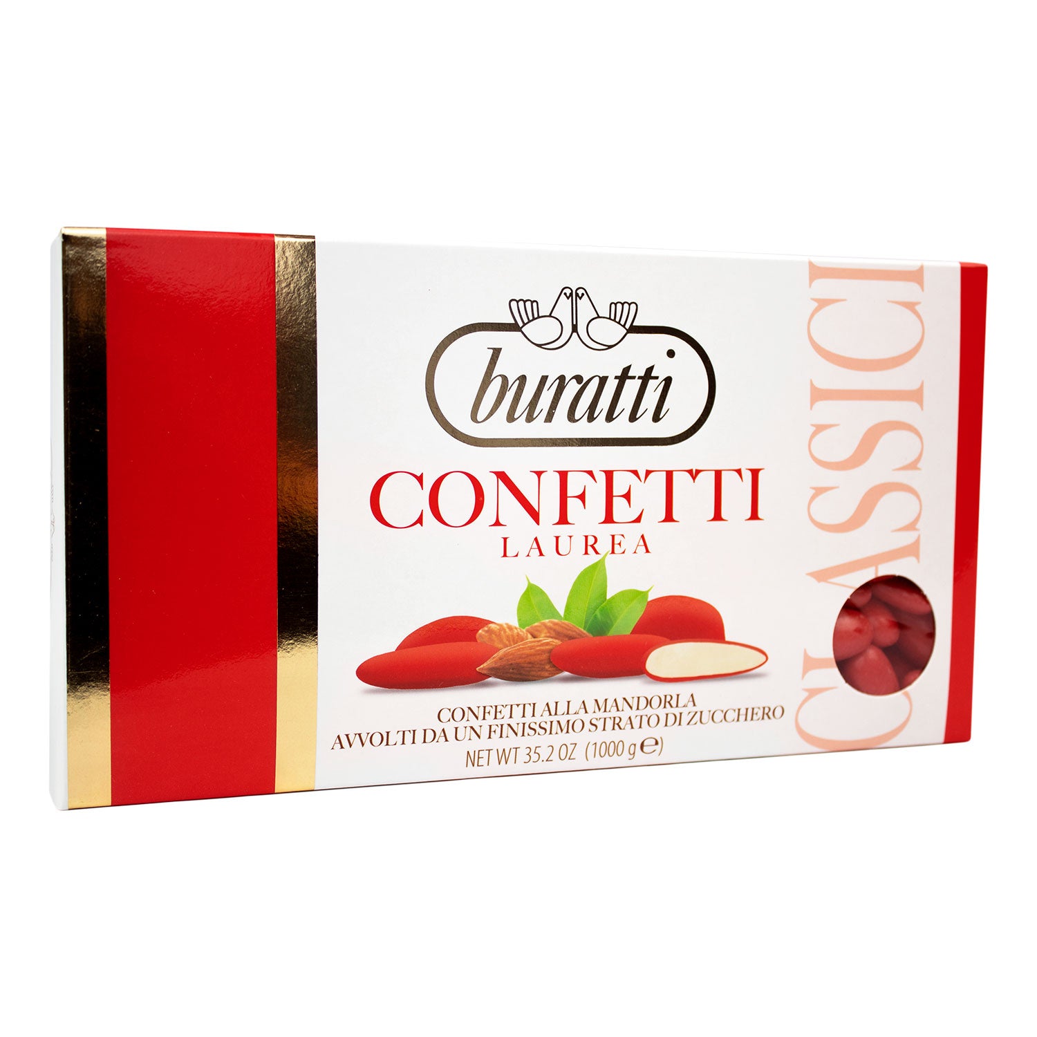 Confetti rossi alla mandorla e cioccolato bianco Confezionati singolarmente  - Enoteca Carusi