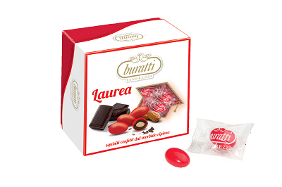 Confetti Incartati Rossi Buratti al Cioccolato al Latte per Laurea