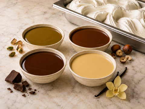 paste gelato in ciotolina con vaschetta di gelato fiordillate dolcincasa premium