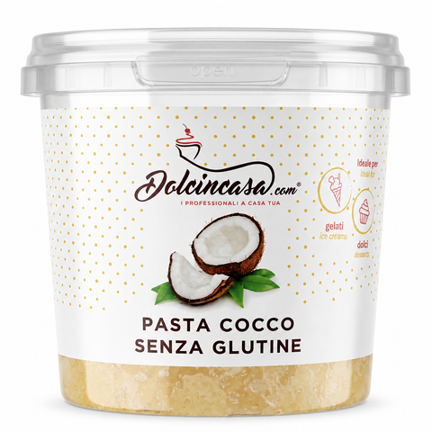 Pack Dolcincasa Pasta Cocco Senza Glutine frontale su sfondo bianco, immagine eCommerce pulita e premium.