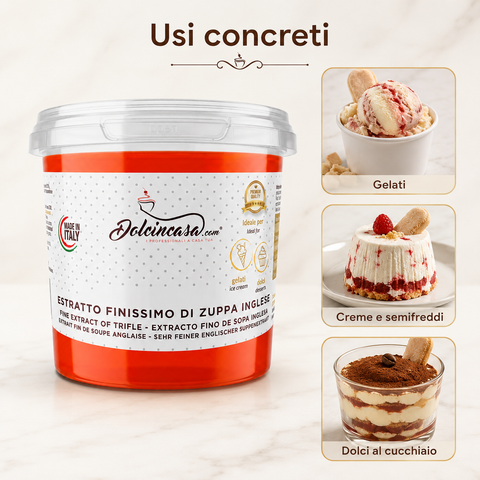 Estratto Finissimo di Zuppa Inglese Dolcincasa per gelati creme semifreddi e dolci al cucchiaio.
