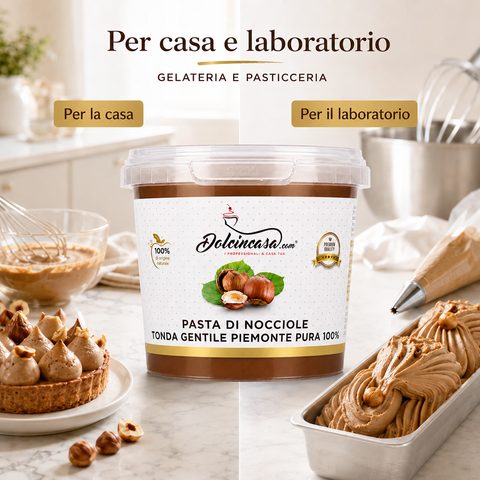 Pasta di Nocciole Tonda Gentile Piemonte Pura 100% Dolcincasa per uso domestico e laboratorio professionale