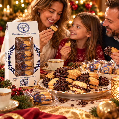 Frollini al Rhum con Scaglie di Cioccolato Dolciaria Fiorillo condivisi in famiglia durante il Natale.