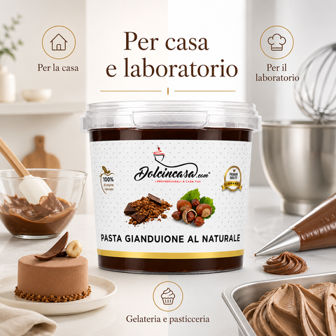 Pasta Gianduione Dolcincasa per preparazioni di gelateria e pasticceria a casa e in laboratorio.