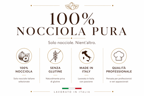 benefici della pasta di nocciole dolcincasa 100% nocciole italiane senza glutine made in italy professionale