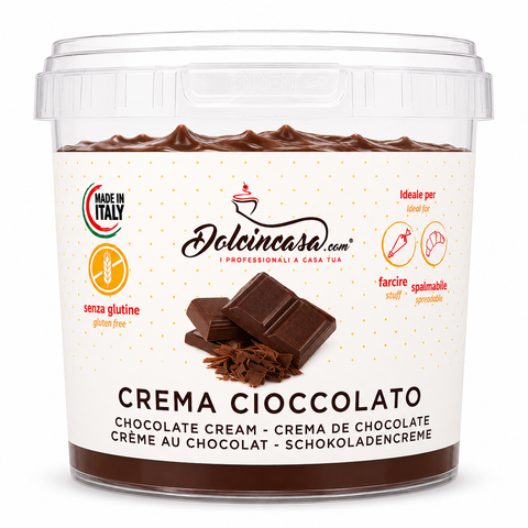 lcrema spalmabile al cioccolato 30% dolcincasa, è pensata per farcire e ricoprire eleganti dessert come cupcake, torte calde e fredde, profiteroles, cioccolatini e mignon