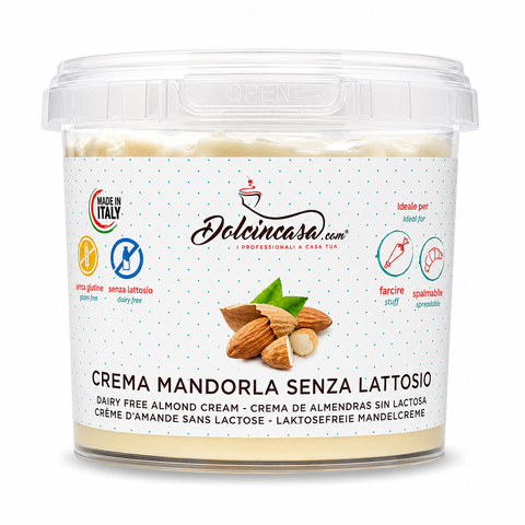 crema di mandorla senza lattosio da 500g dolcincasa ante e post forno spalmabile e per farcire