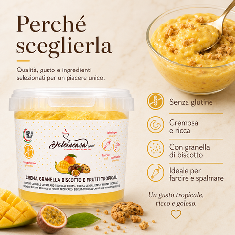 Crema Biscotto e Frutti Tropicali Senza Glutine 500 g