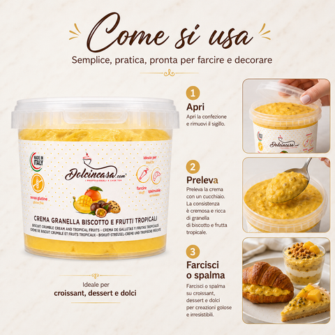 Crema Biscotto e Frutti Tropicali Senza Glutine 500 g