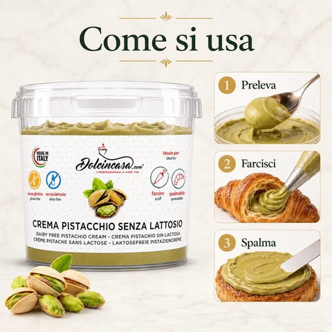 Crema al Pistacchio Senza Lattosio per Dolci