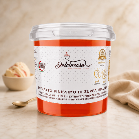 Estratto finissimo di zuppa inglese Dolcincasa per gelato e dolci in ambientazione premium con gelato artigianale