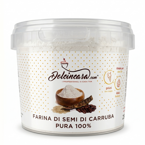Farina di semi di carruba pura 100% Dolcincasa in confezione professionale per gelati e dolci