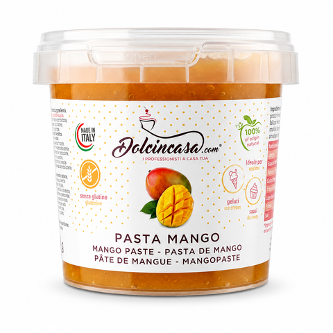 Pasta Mango Dolcincasa in confezione professionale su sfondo bianco, immagine hero eCommerce premium con pack protagonista.