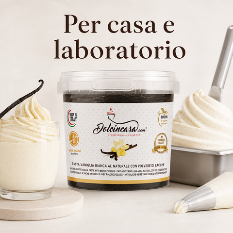 Pasta Vaniglia Bianca Dolcincasa per casa e laboratorio, ideale per dolci, dessert, gelateria e pasticceria.