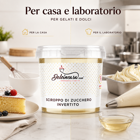 Sciroppo di Zucchero Invertito Dolcincasa per casa e laboratorio, con utilizzo in dolci, gelati e preparazioni professionali.