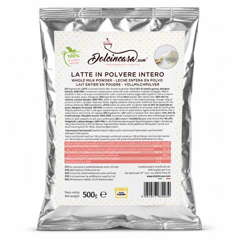 Latte in Polvere Scremato 500g  per gelato e dolci made in italy dolcincasa