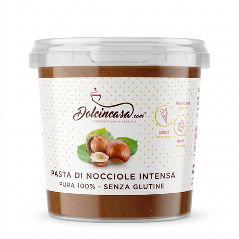 pasta di nocciole intensa pura al 100% per gelato creme dolci dessert made in italy senza glutine dolcincasa