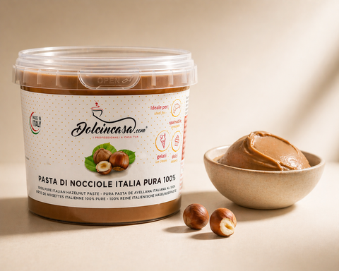 pasta di nocciole con coppa gelato alla nocciola