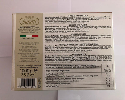 Confetti Bianchi alla Mandorla Incartati con Vassoio - Kg 0,500